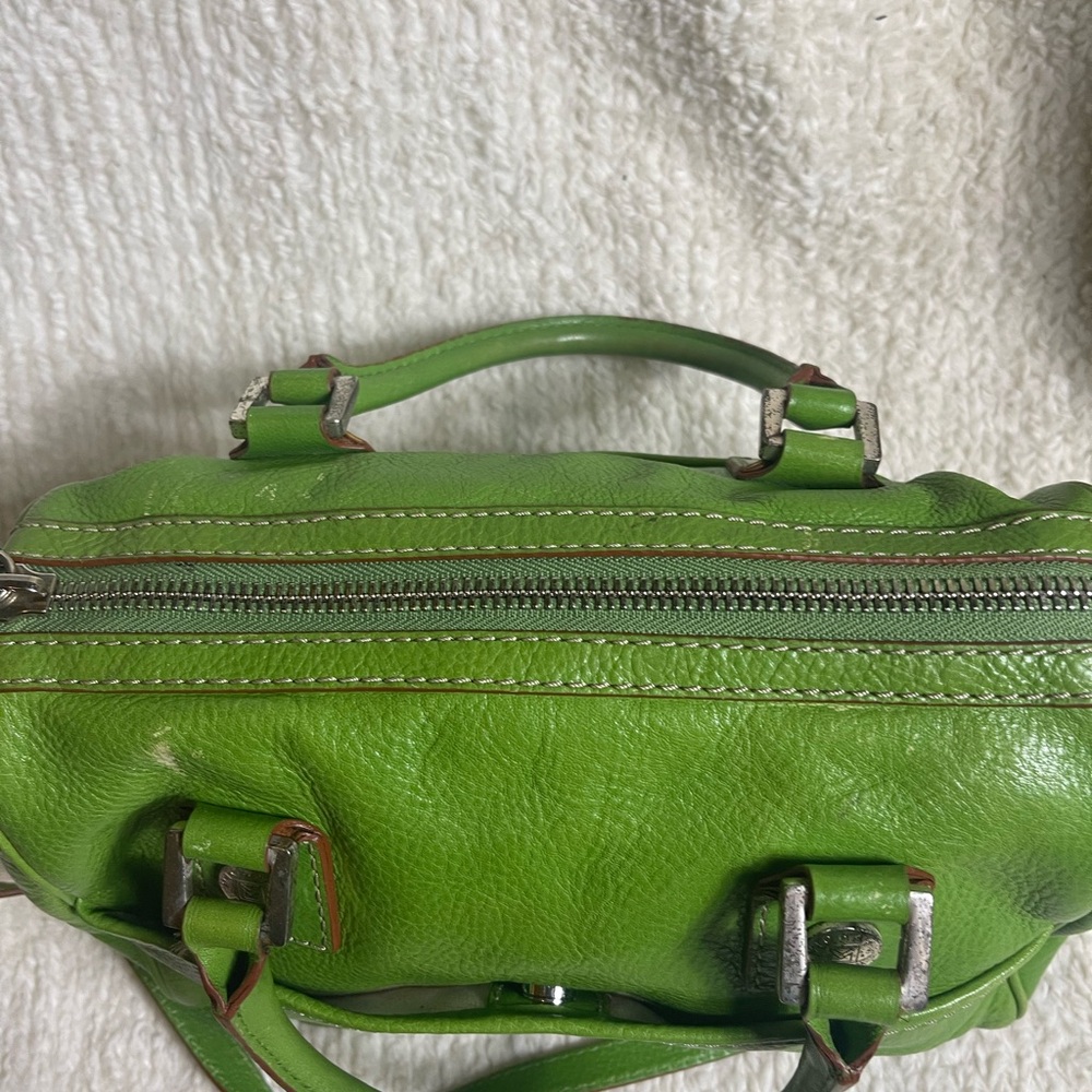 Michael Kors lime Green Leather Satchel with silver tone hardwares. - Picture 12 of 16
